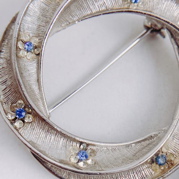 VTG Signed Trifari Coro BSK Silver Tone Brooch Lot Mid Century Rhinestone PinSet - Picture 10 of 16